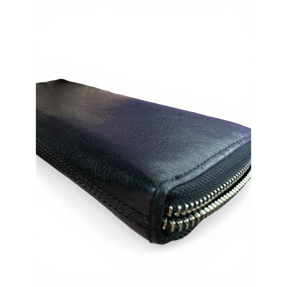 PRISTINE Vintage Coach Ashley Black Pleated Leather Accordion Wallet Purple Line - Picture 8 of 13